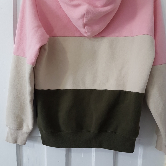 Aritzia TNA Colorblock Fleece Boyfriend Pullover Hoodie Sweatshirt Pink Sz XS - Picture 7 of 11